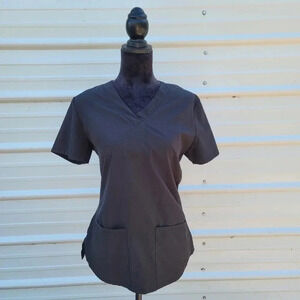 GT Performance Women's Sz M Stretch Black Comfort Scrub Top  V-Neck